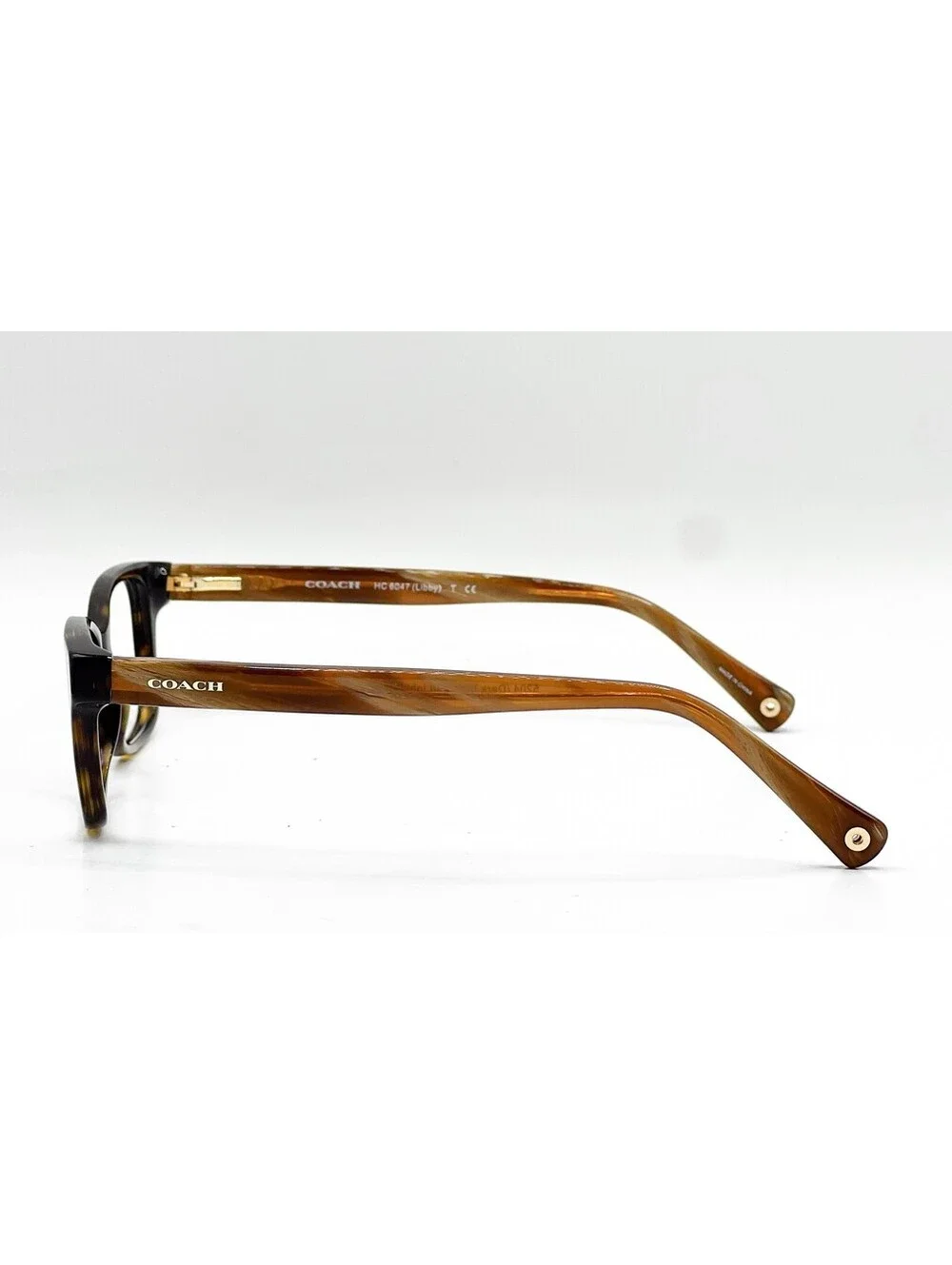 Coach HC 6047 5204 Dark Tortoise Light Brown Horn Eyeglass Frames 49-16-135